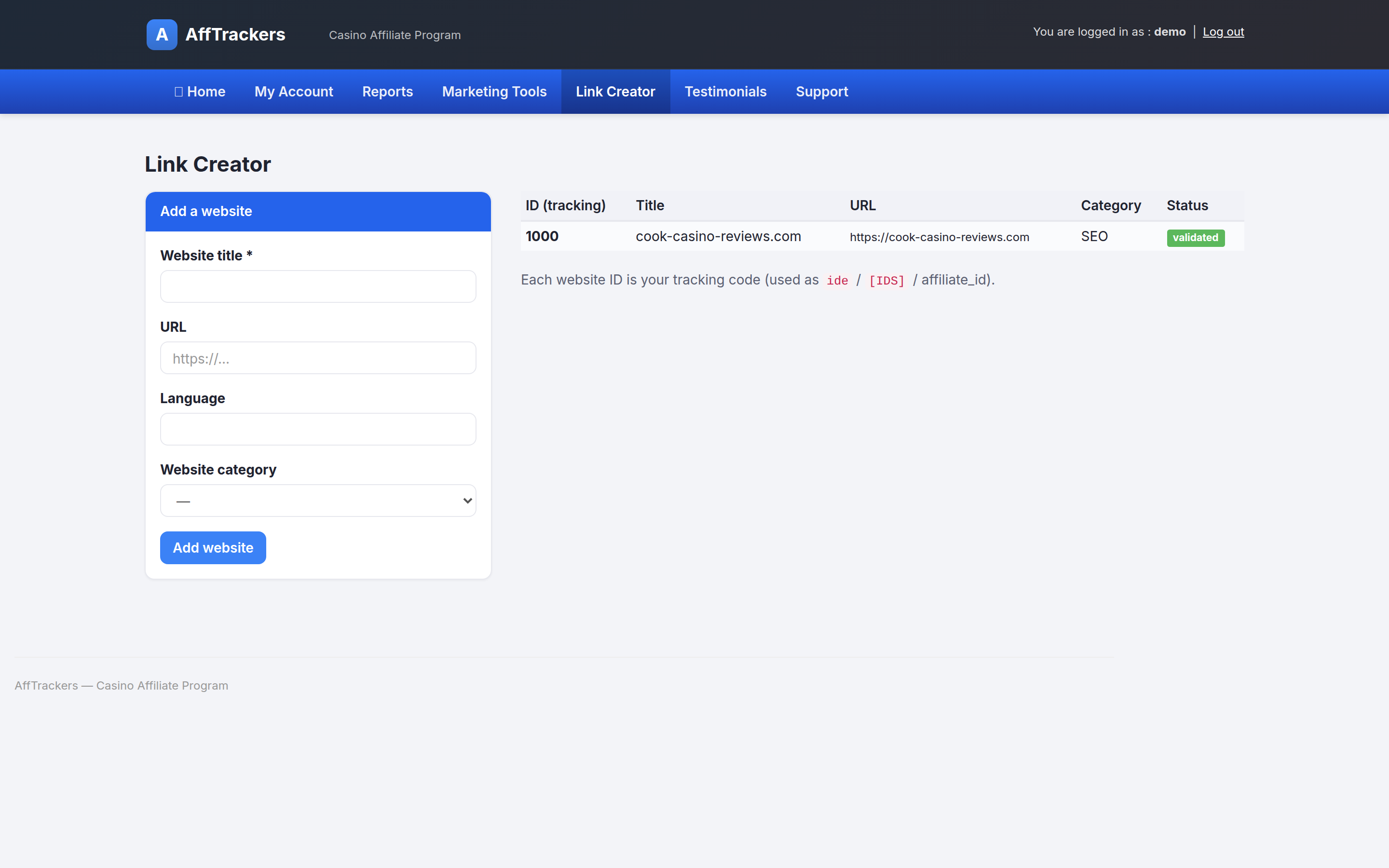 AffTrackers affiliate websites